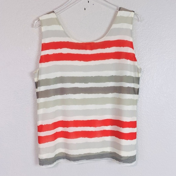 Chico’s Coral/Grey Striped Tank Top Size M - Picture 2 of 3